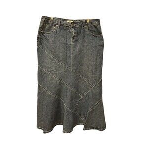 Cato Vtg Med Wash Denim Mermaid Maxi Skirt Sz 16 Bohemian Y2K Modest Classic